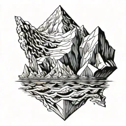 Iceberg half submerged in water tattoo design idea
