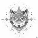 A wolf howling at a full moon in a Nordic rune circle tattoo design idea