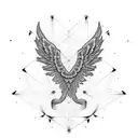 upper chest wings and lines tattoo design idea