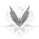 upper chest wings and lines tattoo design idea