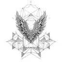upper chest wings and lines tattoo design idea
