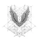 upper chest wings and lines tattoo design idea