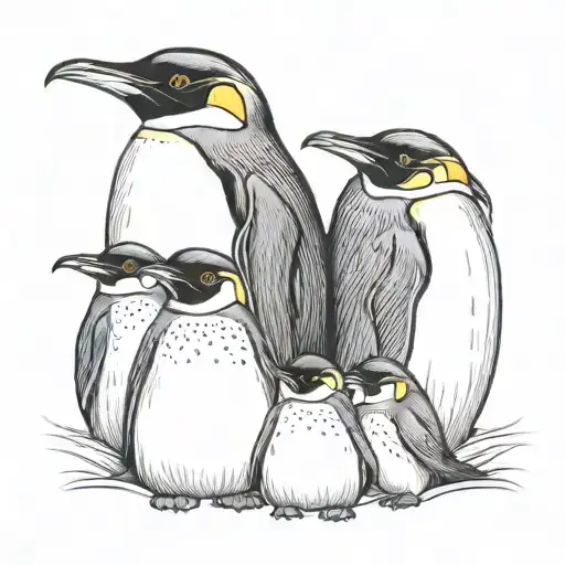 a family of 4 emperor penguins tattoo tattoo design idea