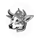 military tank with austrailian cattle dog on top tattoo design idea