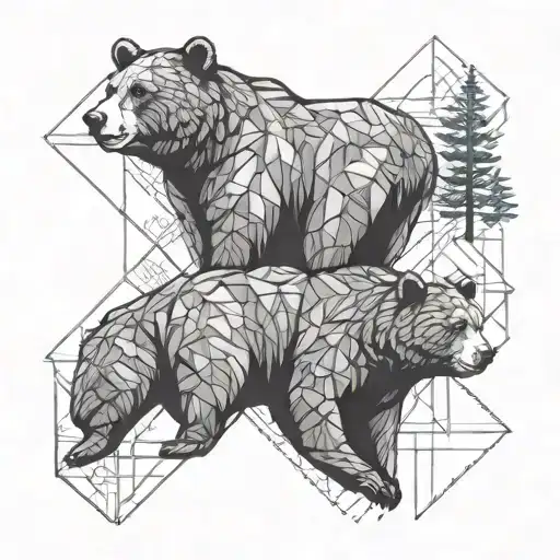 4 bears in a forest tattoo design idea