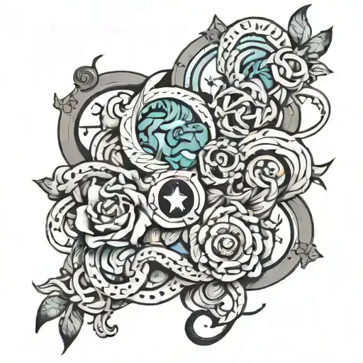 family birth signs intertwined tattoo design idea