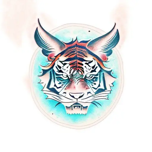 angry roaring tiger face  tattoo design idea