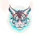 angry roaring tiger face  tattoo design idea