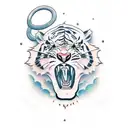 angry roaring tiger face  tattoo design idea