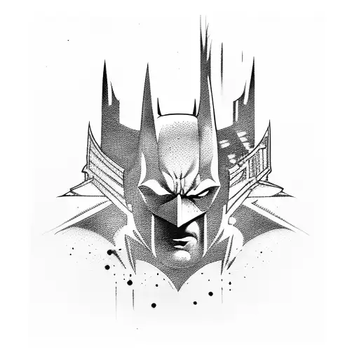batman with gotham city tattoo design idea