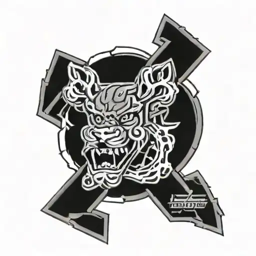 Husker block N black red highlights tattoo design idea