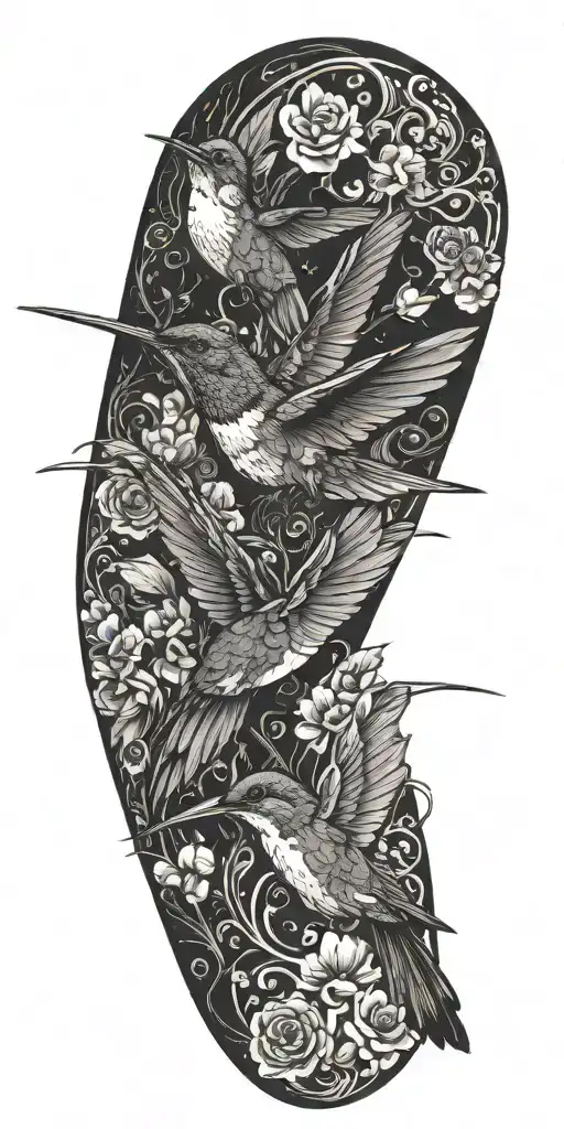 evil hummingbirds flying tattoo design idea