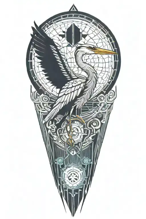 great blue heron flying tattoo design idea