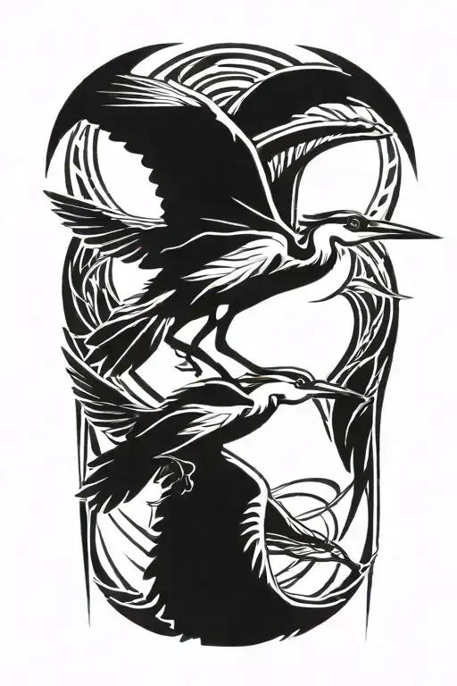 great blue heron flying tattoo design idea