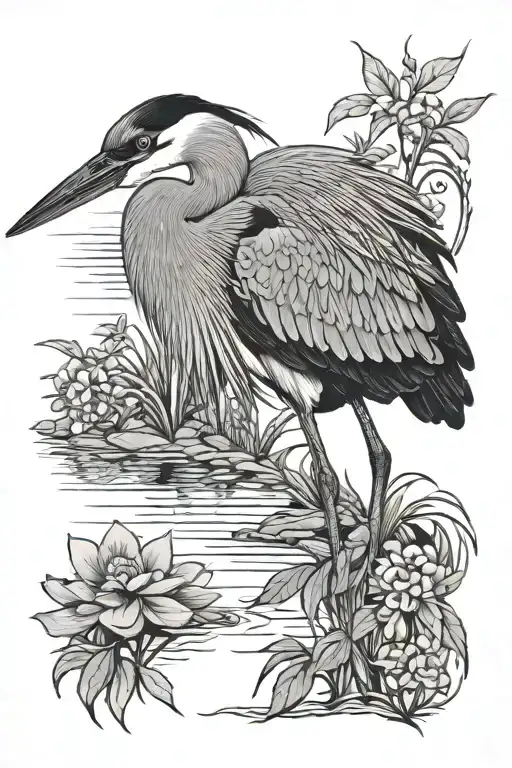 great blue heron tattoo design idea