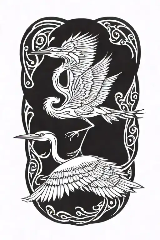 great blue heron flying tattoo design idea