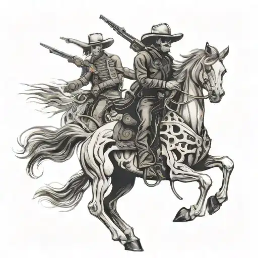 skeleton cowboy skeleton horse tattoo design idea