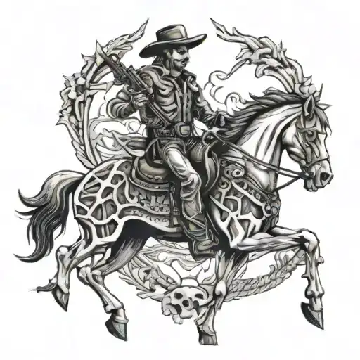 skeleton cowboy skeleton horse tattoo design idea