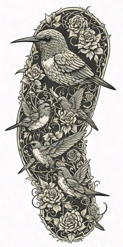 evil hummingbirds flying tattoo design idea