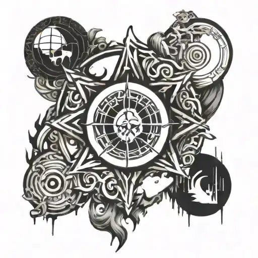 An evil philosophy symbol incorporating elements of spirituality and darkness tattoo design idea