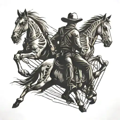 skeleton cowboy and horse tattoo design idea
