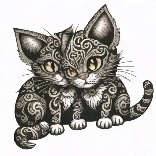 2 headed cat stuffed animal  tattoo design idea