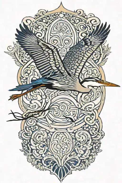great blue heron flying tattoo design idea