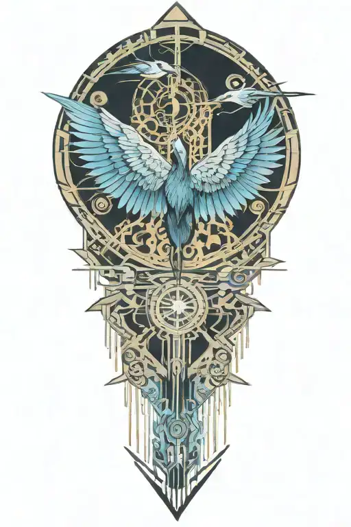 great blue heron flying tattoo design idea