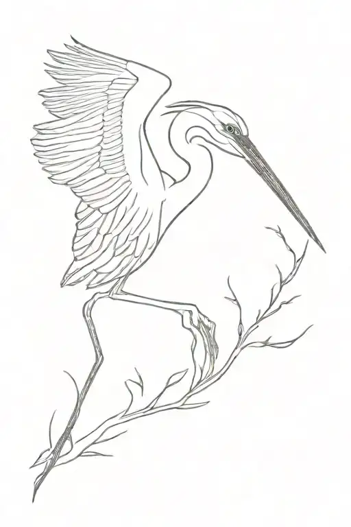 great blue heron flying tattoo design idea