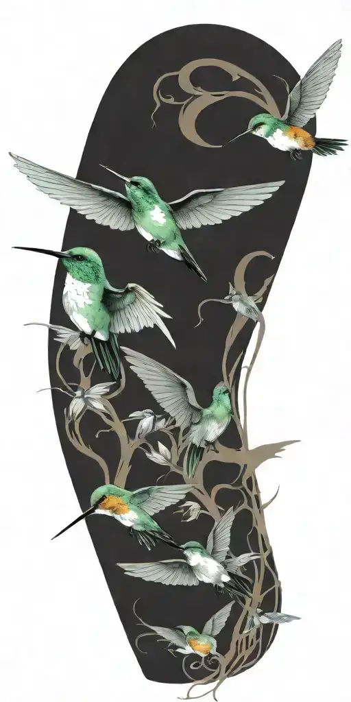 evil hummingbirds flying tattoo design idea