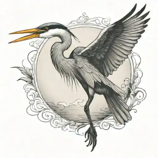 great blue heron flying tattoo design idea