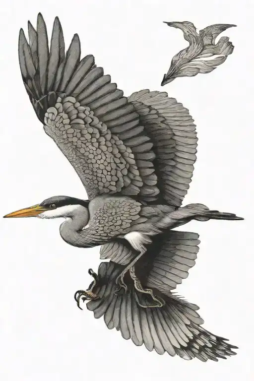 great blue heron flying tattoo design idea