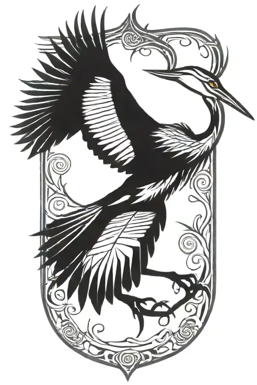 great blue heron flying tattoo design idea