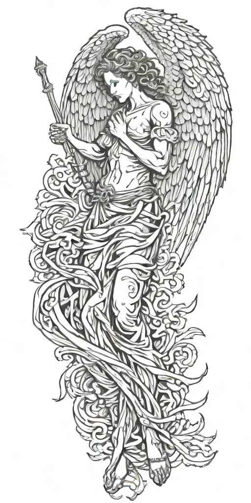 angel tearing itself apart tattoo design idea