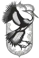 great blue heron flying tattoo design idea