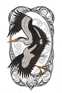 great blue heron flying tattoo design idea
