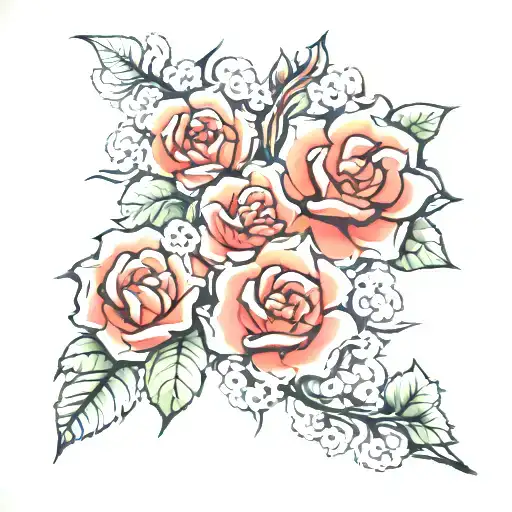 Japanese rose blossoms blooming tattoo design idea