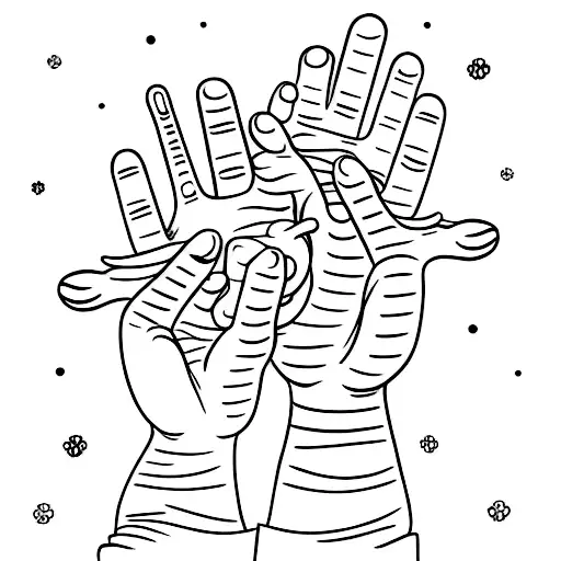 two children hands holding mothers hand  tattoo design idea