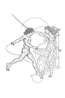 Orpheus And Eurydice simple tattoo design idea