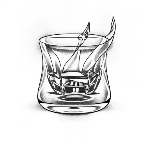 glass of whisky tattoo design idea