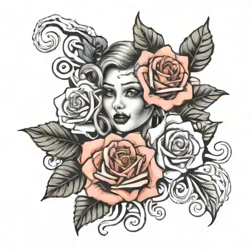 twisted vie with roses tattoo design idea