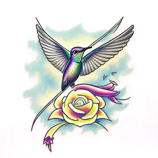 Hummingbird and skull tattoo design idea