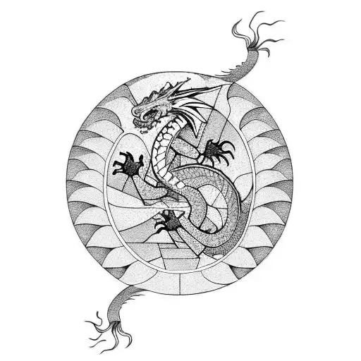dragon wrapped around a paddle tattoo design idea