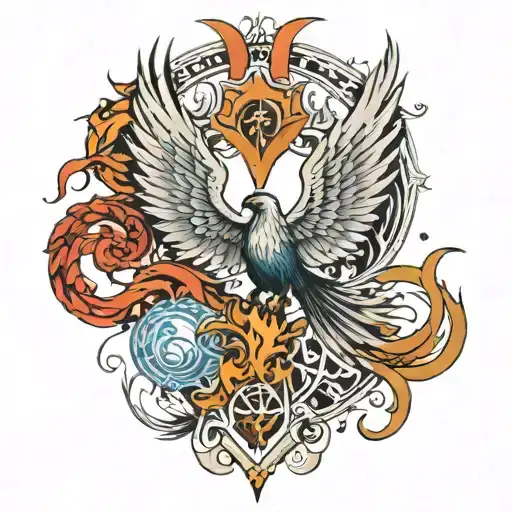 So I need to build my tattoo sleeve. I have a riding / angel wings tattoo on my forearm and pheonix on my upper right a tattoo design idea