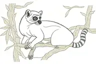Outline of a Lemur lying down flat on a branch in the sun tattoo design idea
