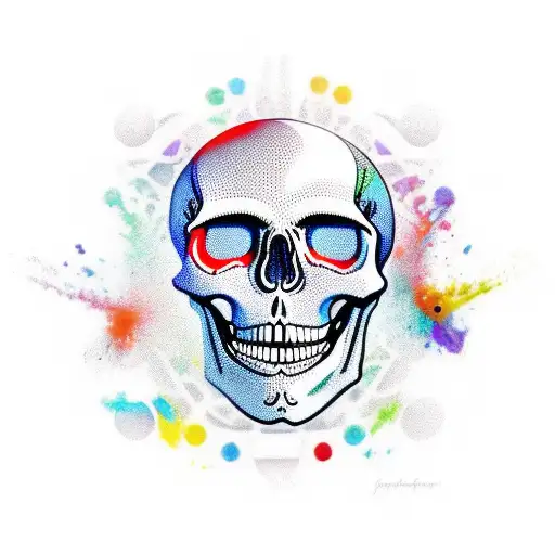 skeleton dancing on skulls tattoo design idea
