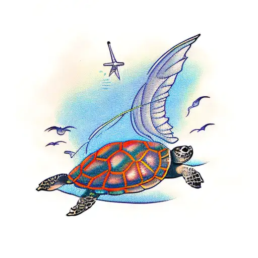 summer turtle  tattoo design idea