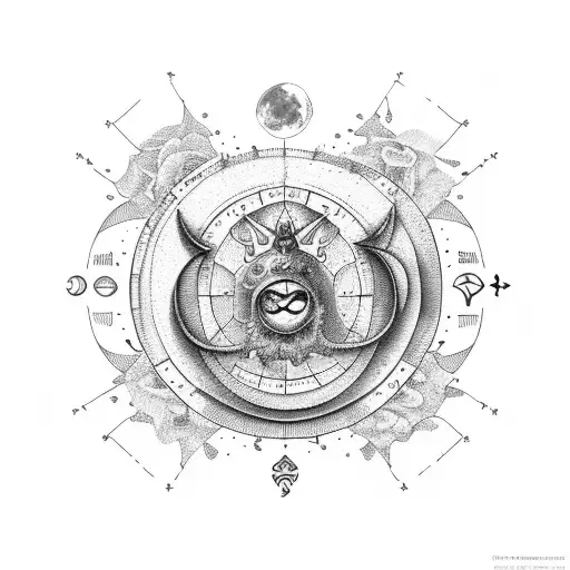 cancer horoscope with moon tattoo design idea