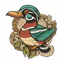 wood duck  tattoo design idea
