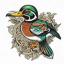 wood duck  tattoo design idea